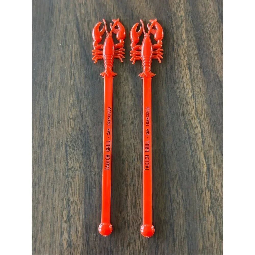 Vintage Red San Francisco Tadich Grill Lobster Swizzle Stick Barware Collectible
